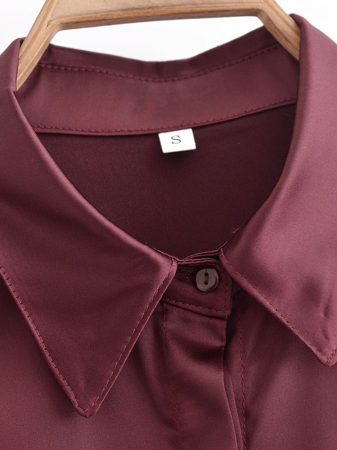 Women Clothing Spring Street Casual Pocket Satin Shirt