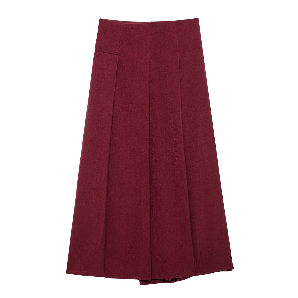 Women Clothing Autumn Winter Graceful Fashionable Two Color Wide Pleated Midi Skirt