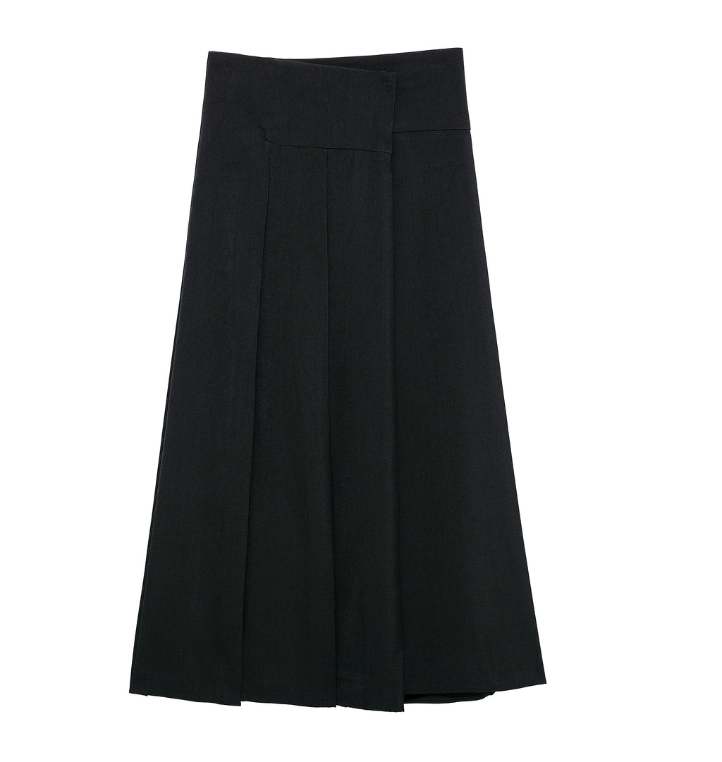 Women Clothing Autumn Winter Graceful Fashionable Two Color Wide Pleated Midi Skirt
