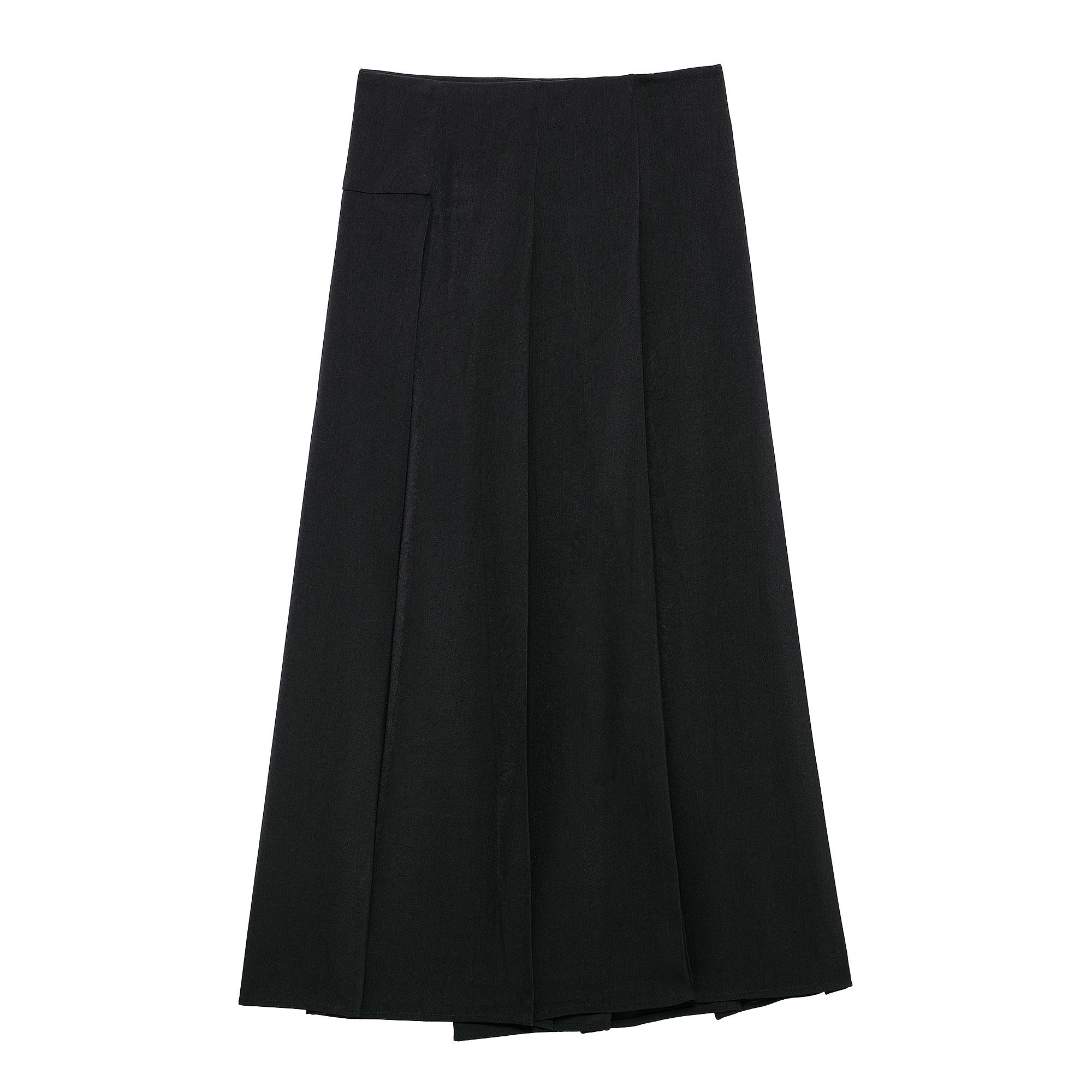 Women Clothing Autumn Winter Graceful Fashionable Two Color Wide Pleated Midi Skirt