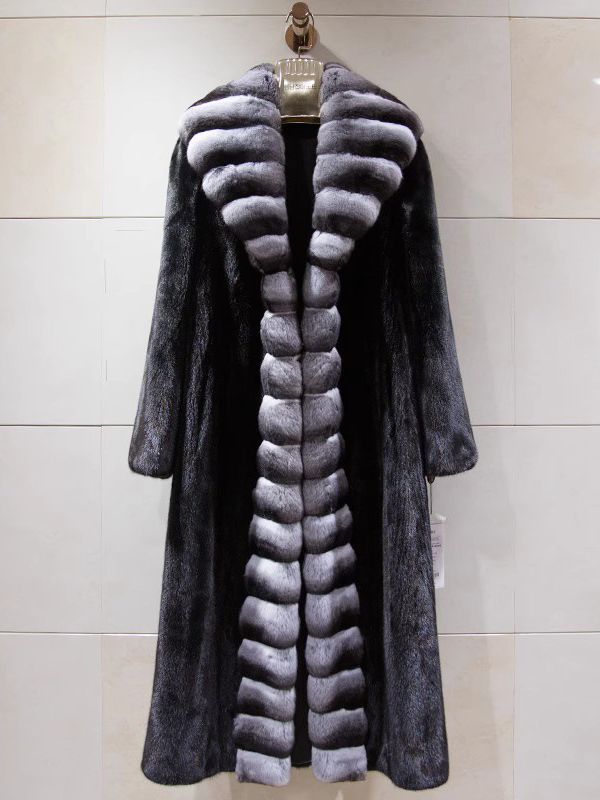 Women Velvet Mink Fur Marten Overcoats Long Winter Warm Windbreaker Shawl Fur Coat Whole Mink