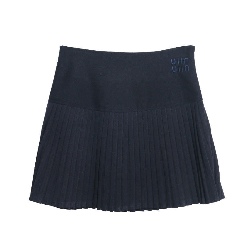 Preppy Pleated Skirt Women Autumn Winter Tennis Sports Organ Embroidery Short Skirt