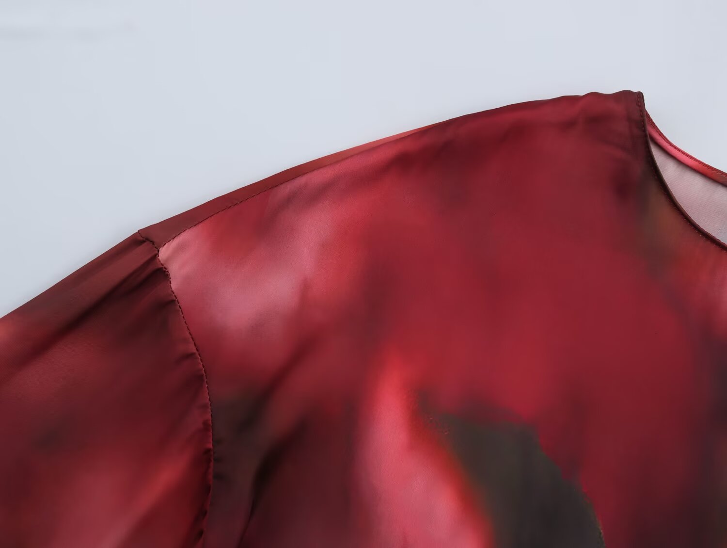 Women Clothing Spring Printed Pullover Silk Satin Texture round Neck Long Sleeve Shirt