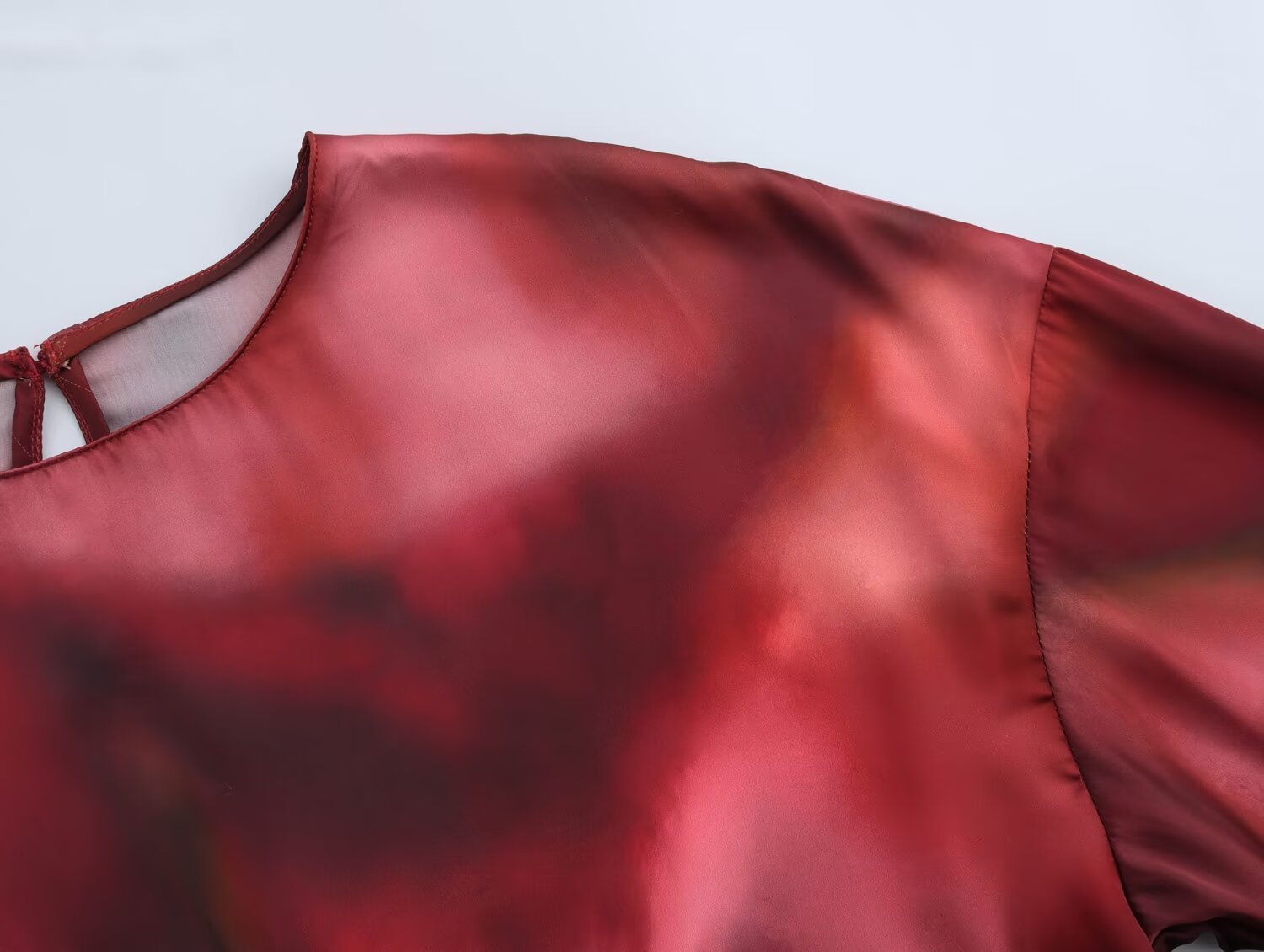 Women Clothing Spring Printed Pullover Silk Satin Texture round Neck Long Sleeve Shirt