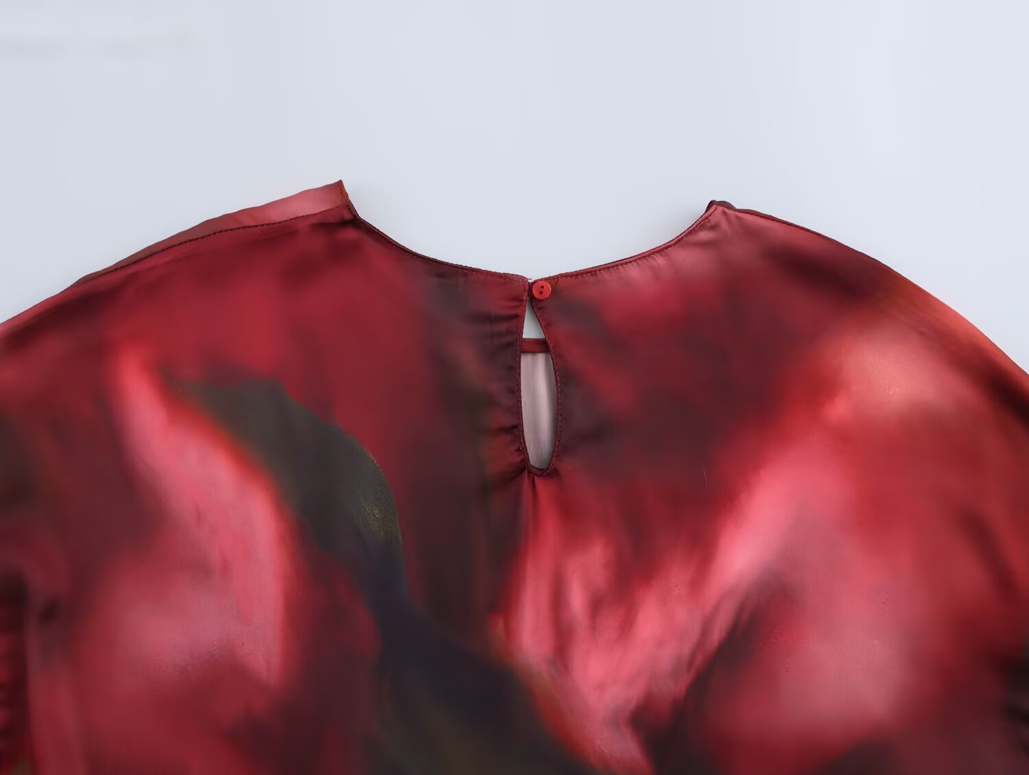 Women Clothing Spring Printed Pullover Silk Satin Texture round Neck Long Sleeve Shirt