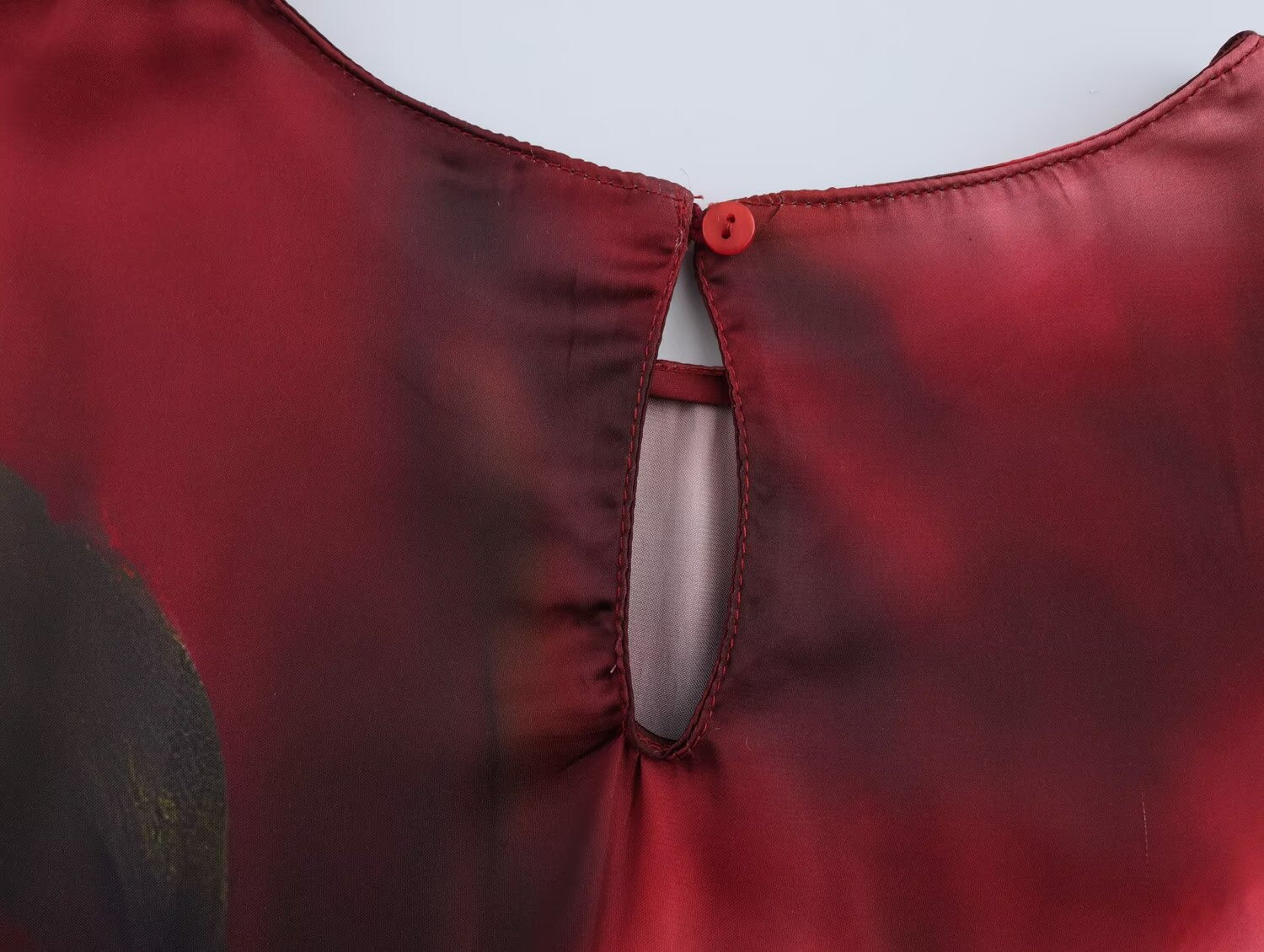 Women Clothing Spring Printed Pullover Silk Satin Texture round Neck Long Sleeve Shirt