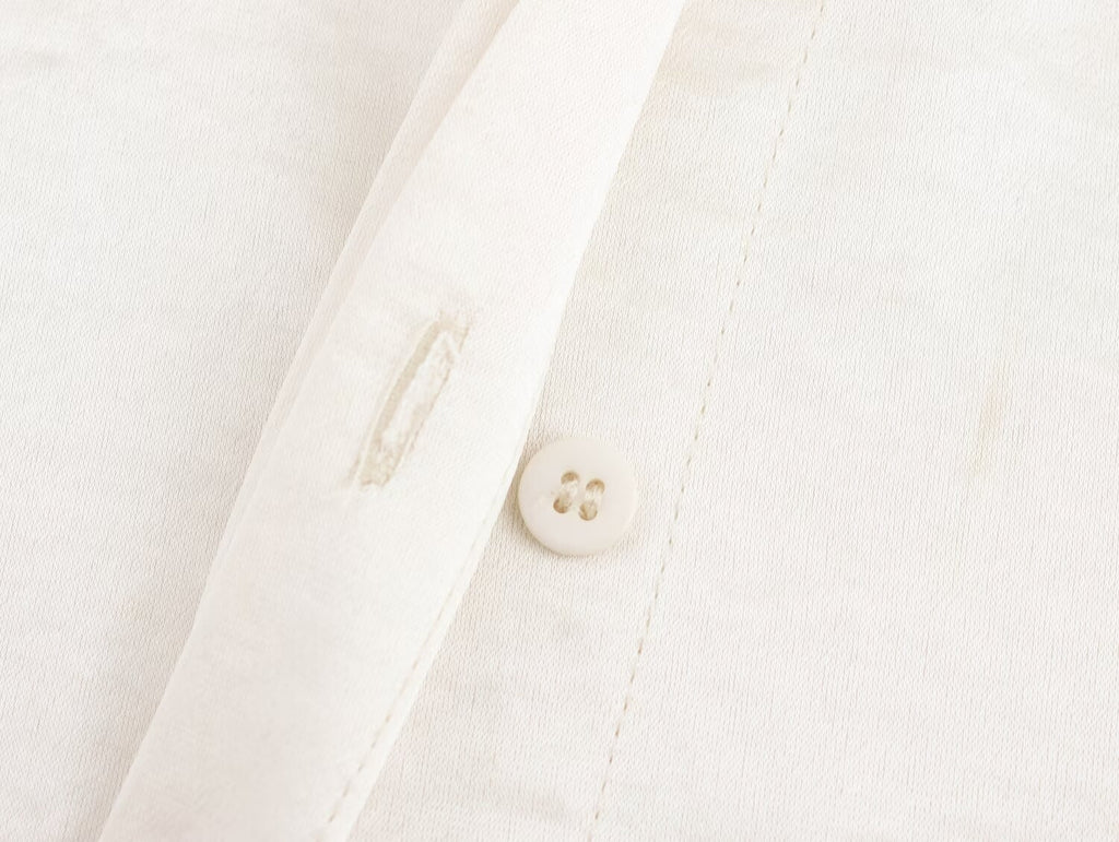 Women Solid Color Long Sleeve Pocket Silk Satin Texture Shirt