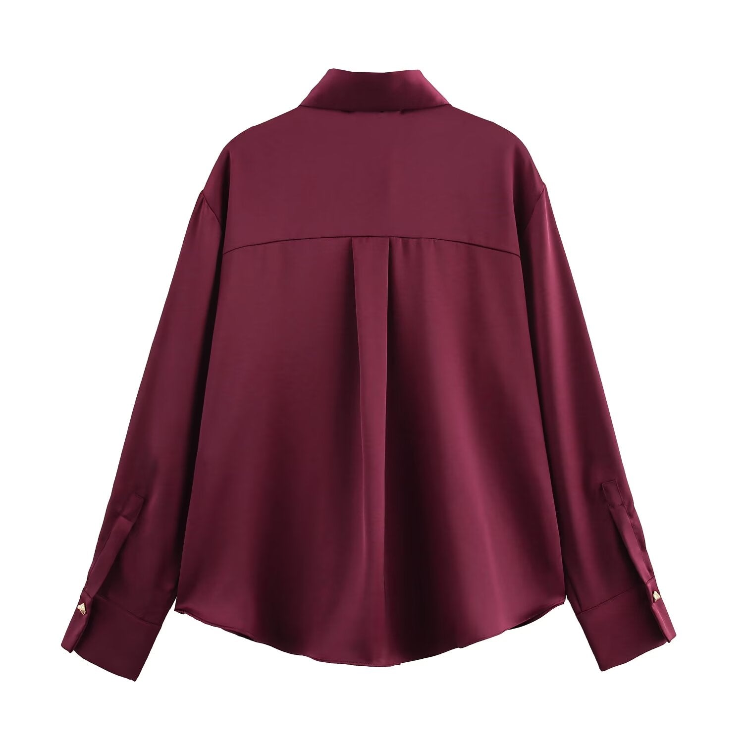 Metal Breasted Satin Textured Shirt Spring Women Clothing