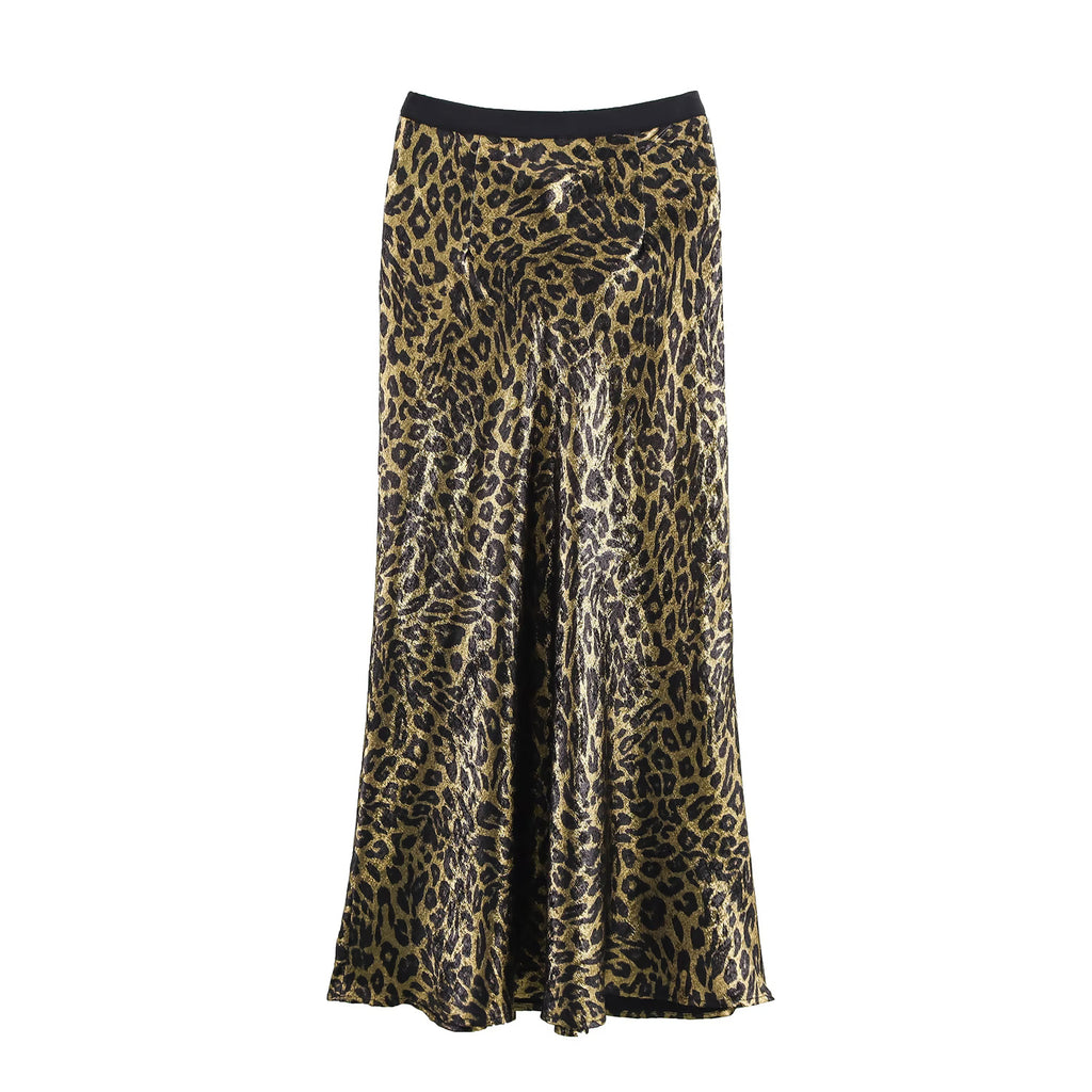 Spring Women Clothing Fashionable Simple Degree Oblique Cut Double Elastic Waist Skirt