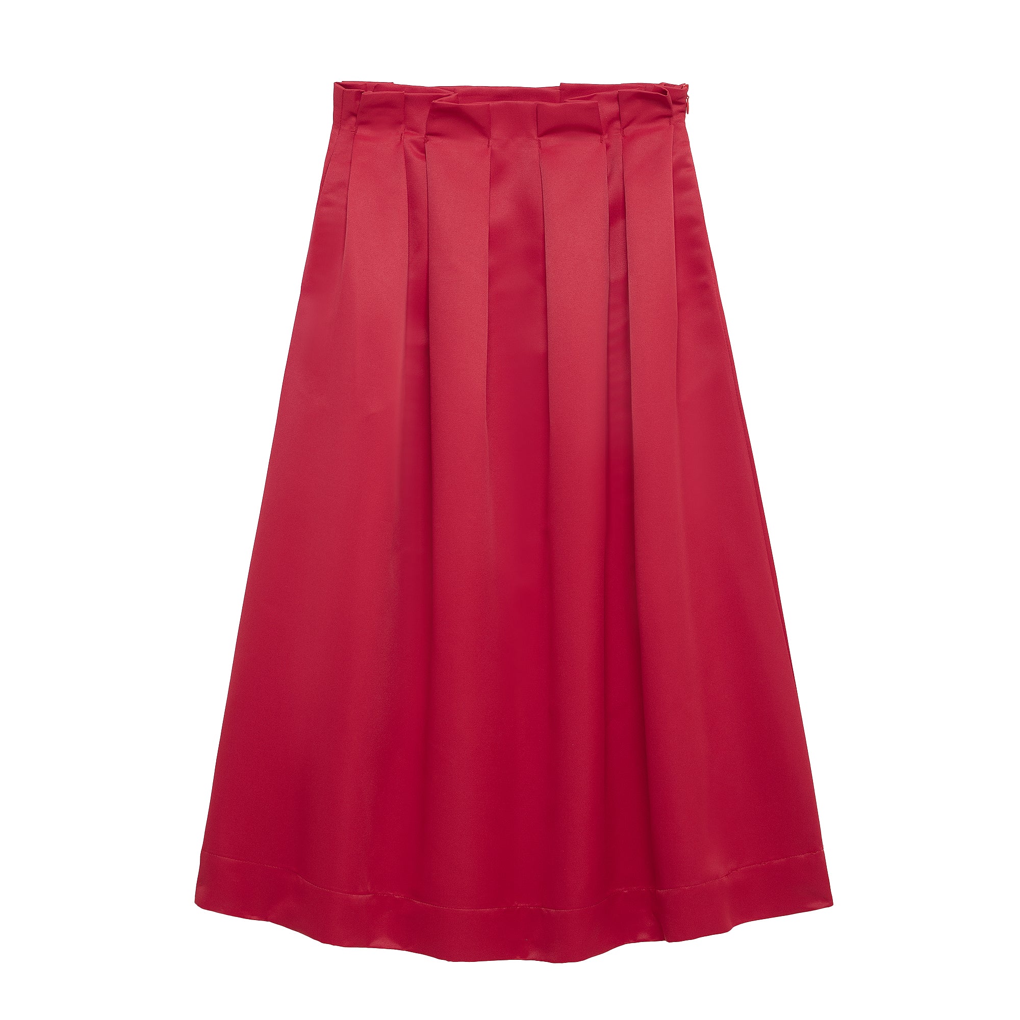 Spring Women Clothing French Design Red Pleated Midi Dress