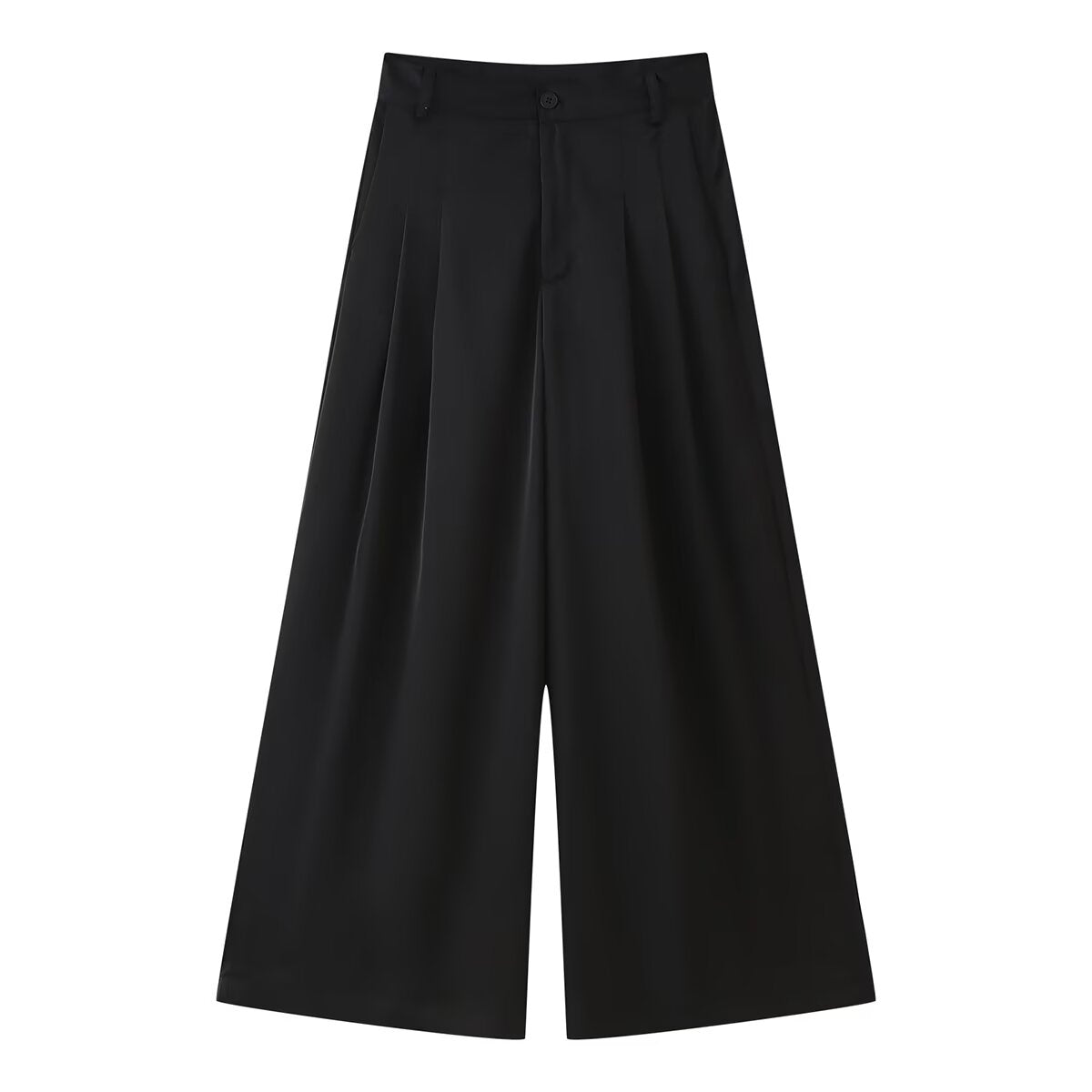 Women Clothing Spring Black Personalized Casual High Waist Drooping Straight Leg Trousers