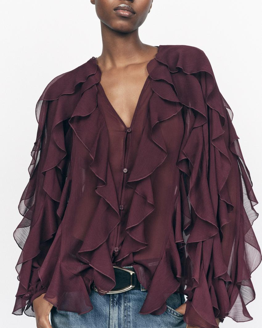 Design V neck Laminated Decoration Shirt Summer Casual Blouse