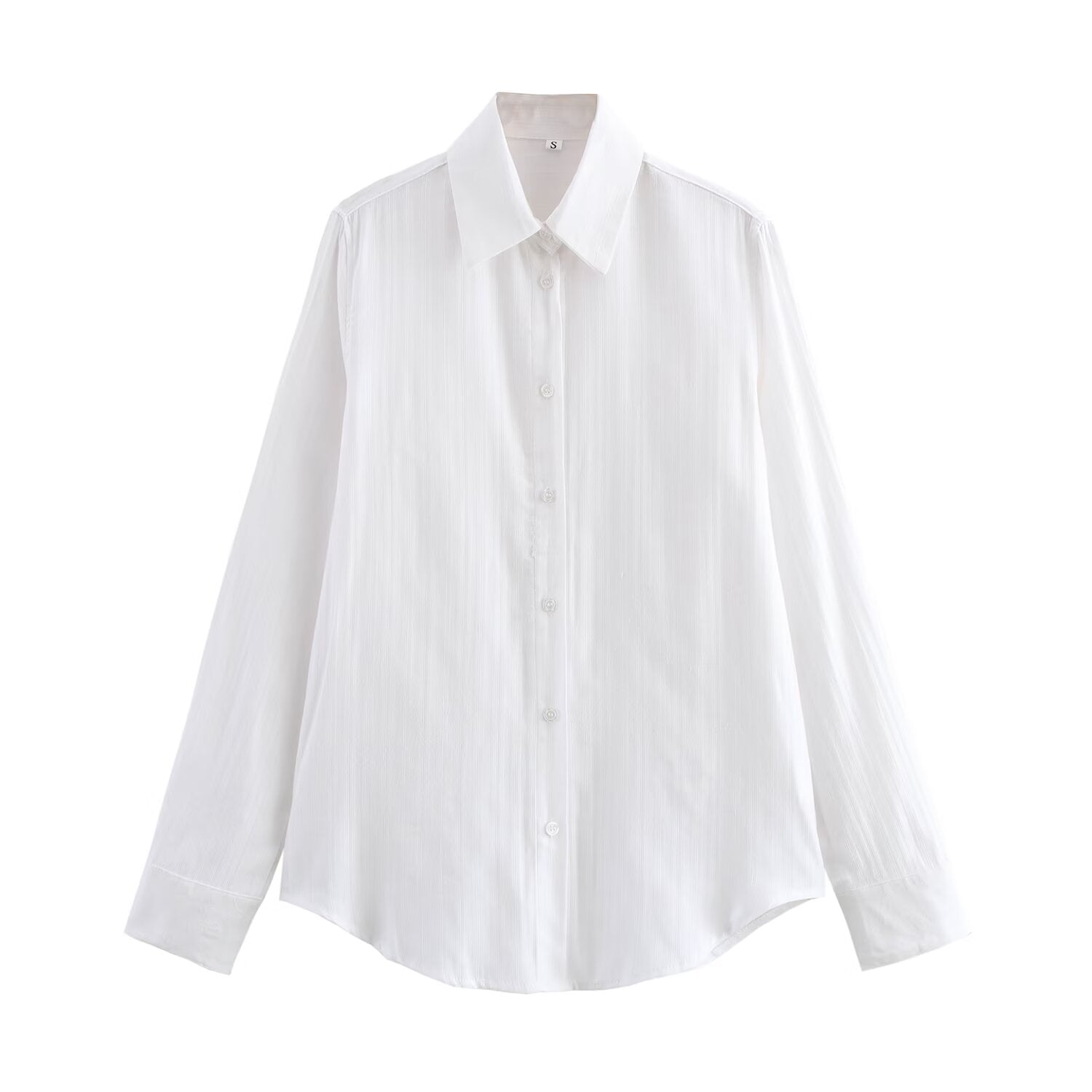 Women All Match Texture Minimalist Long Sleeve Collared Shirt