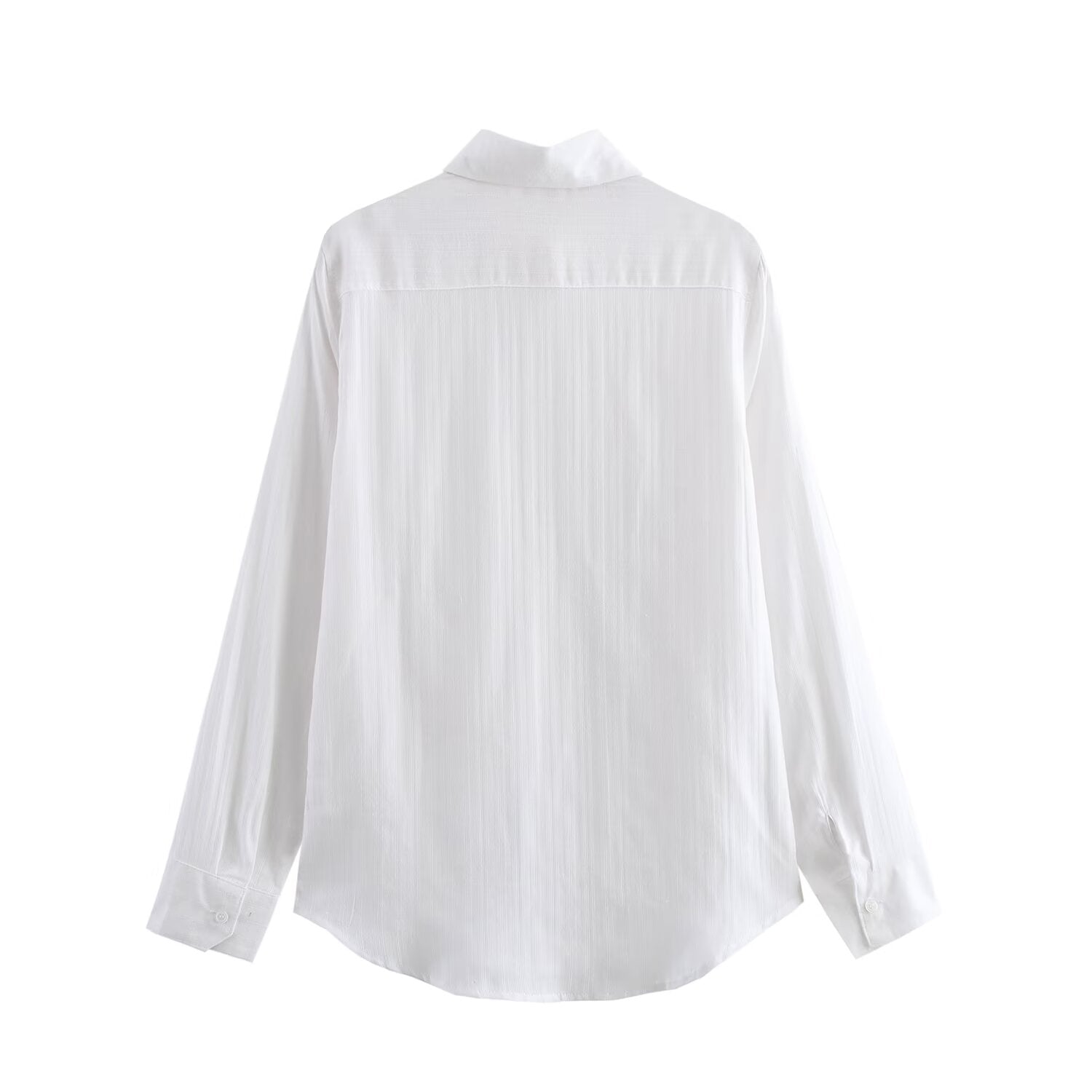 Women All Match Texture Minimalist Long Sleeve Collared Shirt