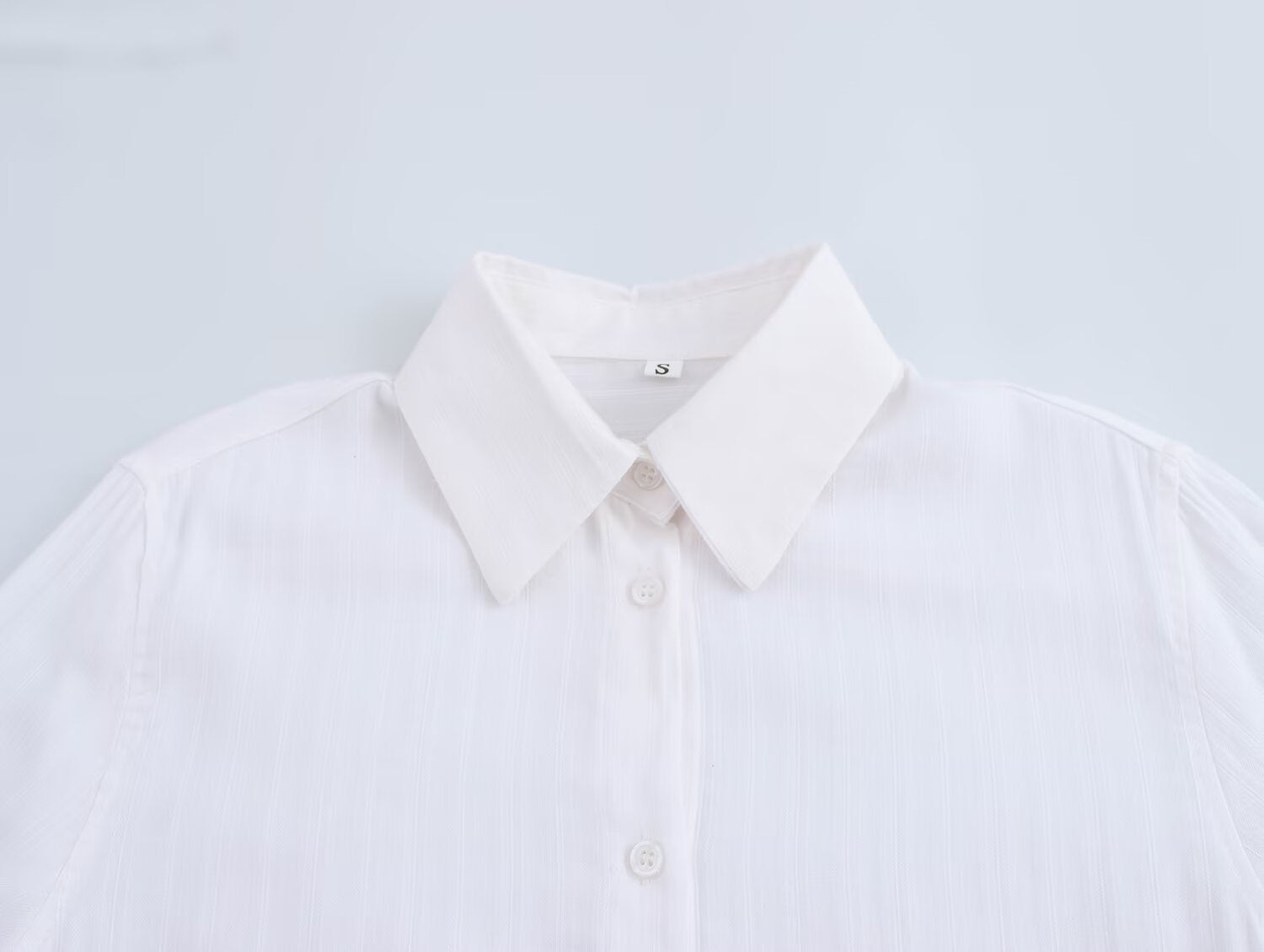 Women All Match Texture Minimalist Long Sleeve Collared Shirt