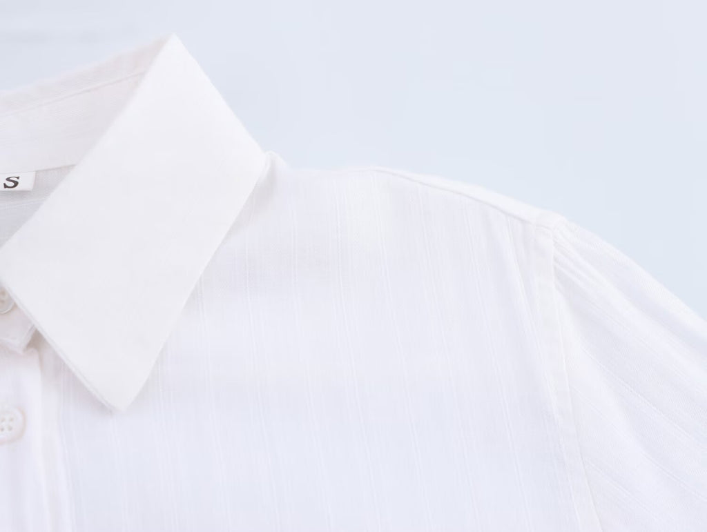 Women All Match Texture Minimalist Long Sleeve Collared Shirt