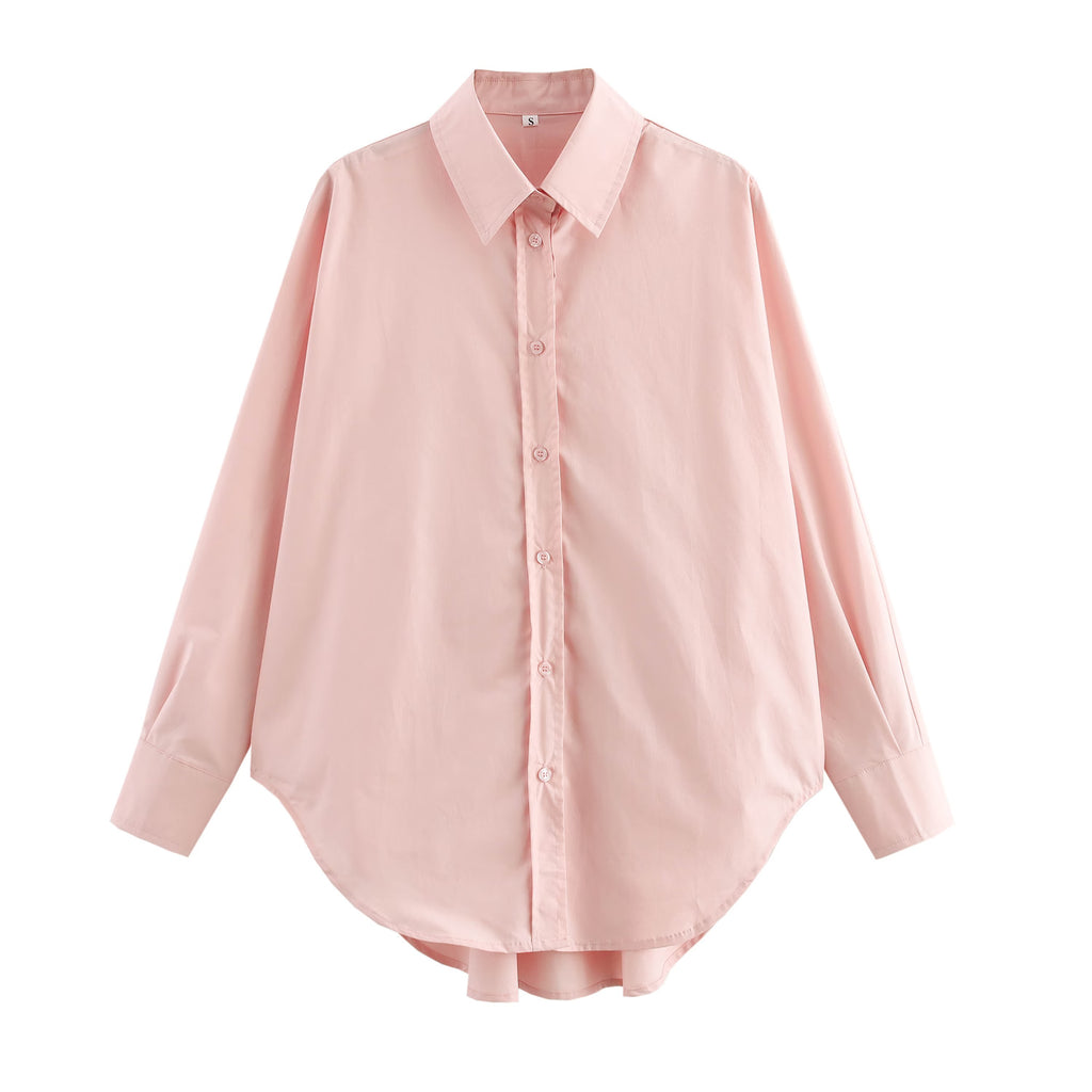 Loose Casual Long Shirt Spring Summer Long Sleeve Collared Single Breasted Women Top