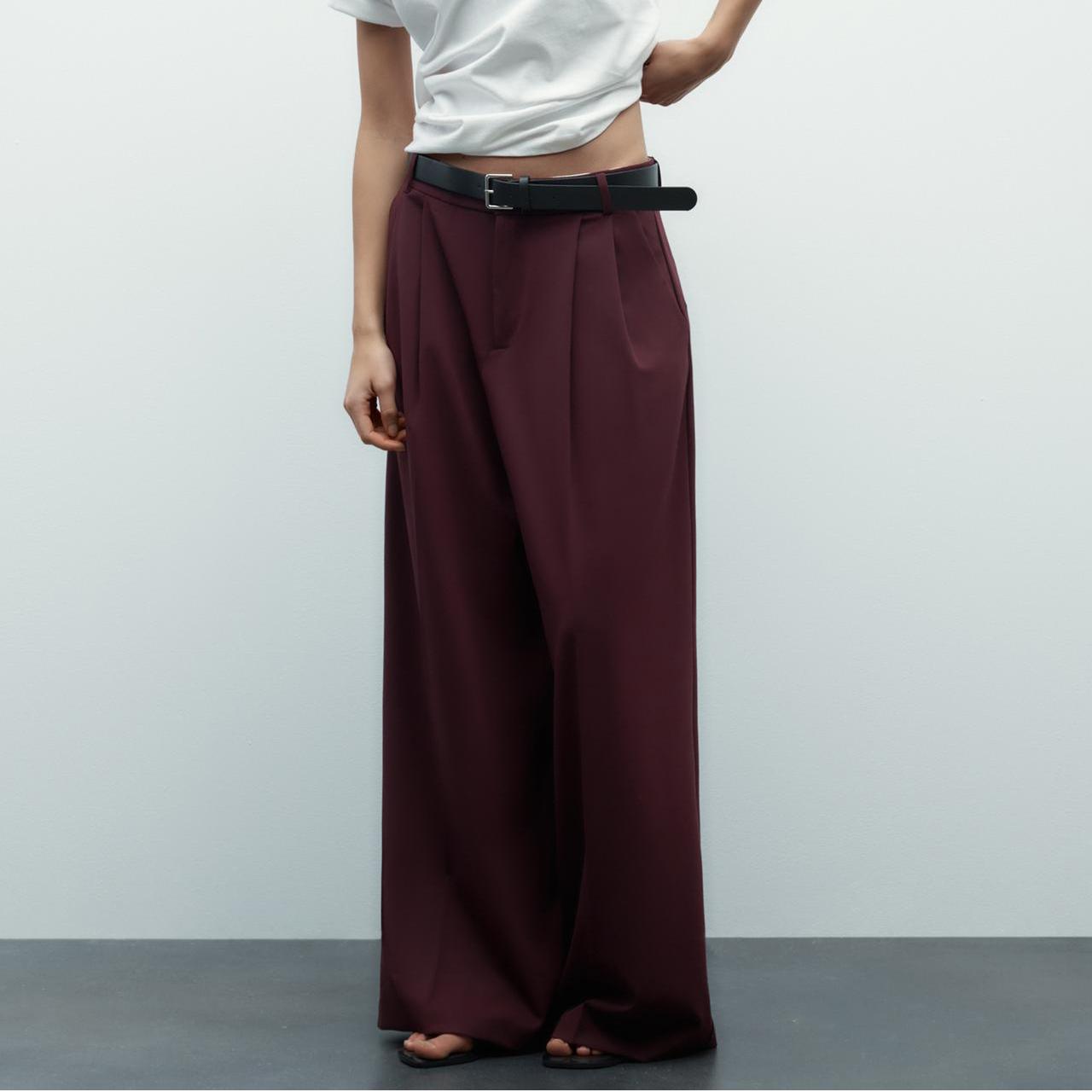 With Belt Pairs Pleated Work Pant Spring Summer High Waist Trousers Women Casual Wide Leg Pants