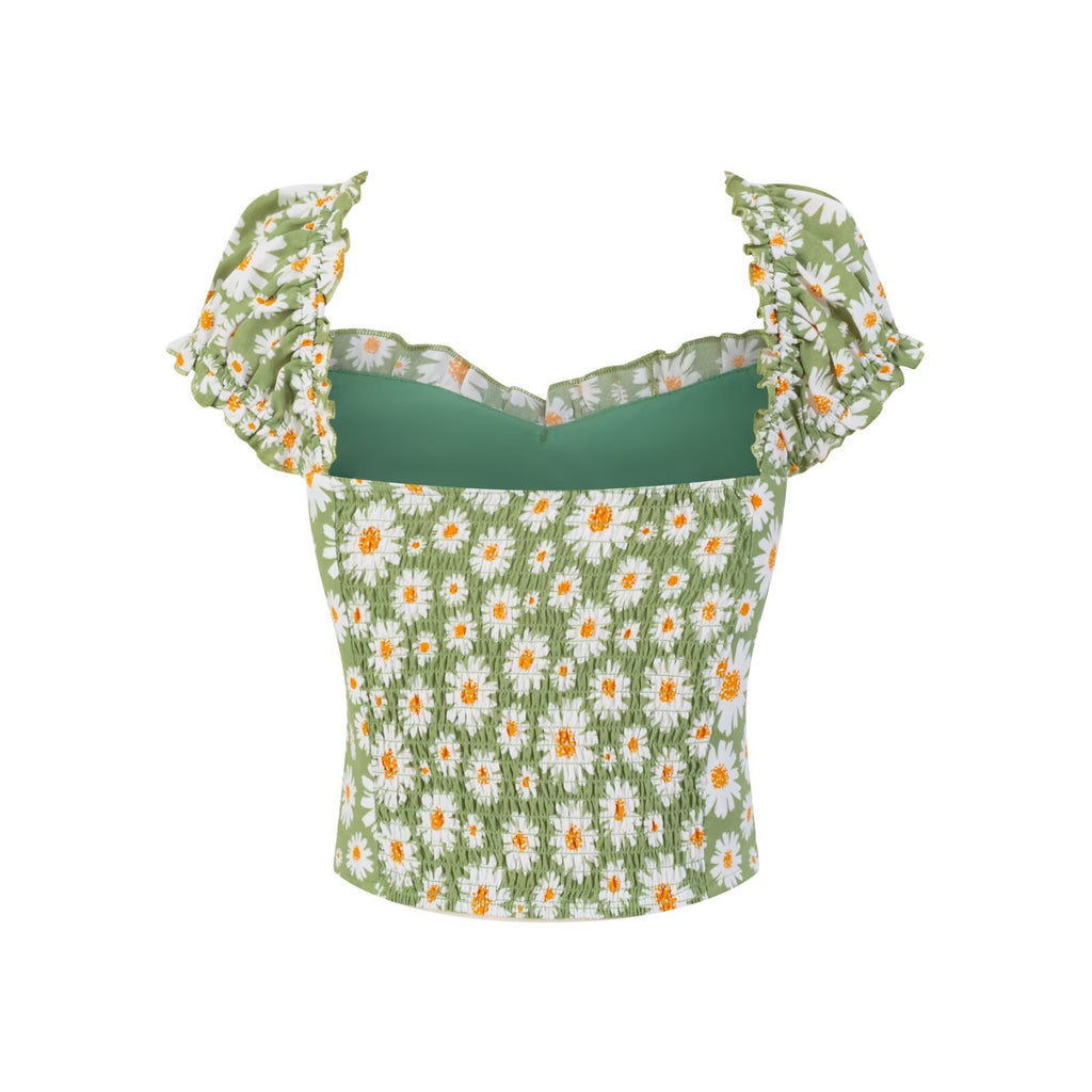 Sexy Backless Elastic Slim Fit SUNFLOWER Short Shirt Top