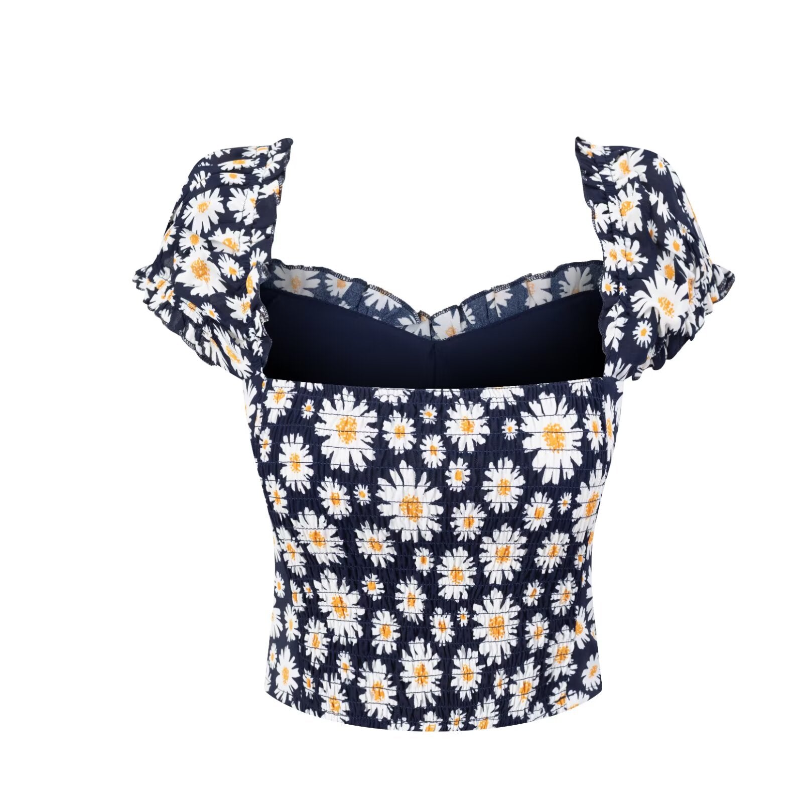 Sexy Backless Elastic Slim Fit SUNFLOWER Short Shirt Top