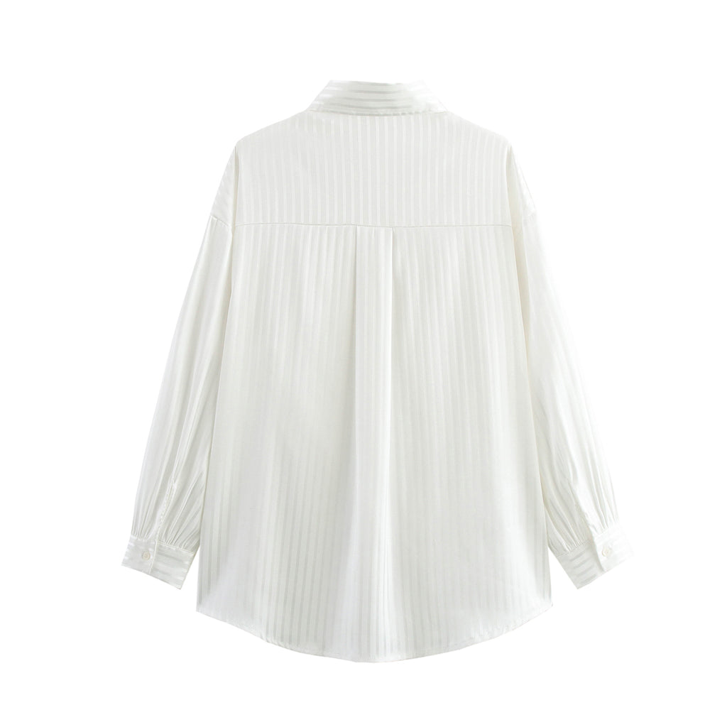 Summer Women White Silky Sunscreen Long Sleeve Loose Shirt Women