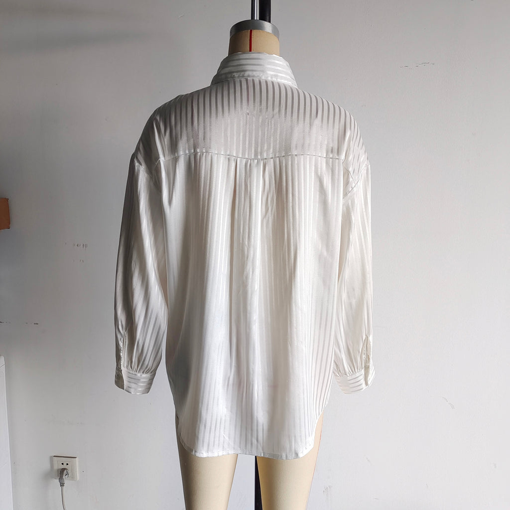 Summer Women White Silky Sunscreen Long Sleeve Loose Shirt Women