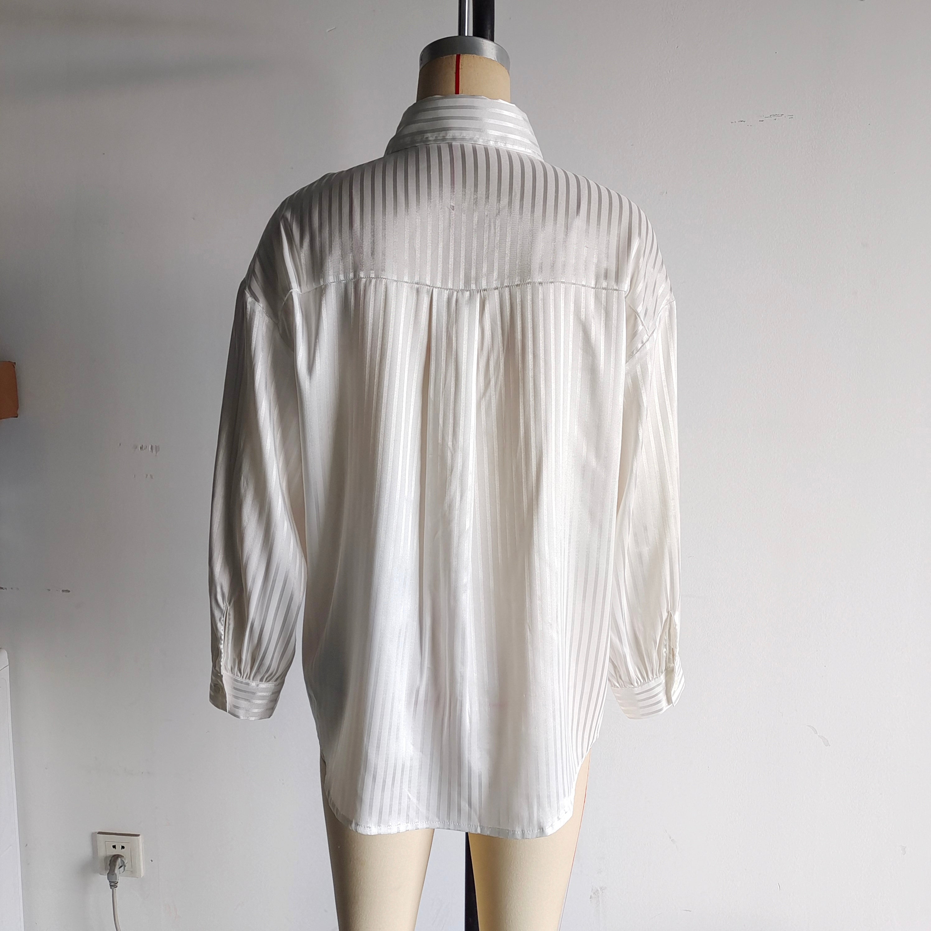 Summer Women White Silky Sunscreen Long Sleeve Loose Shirt Women