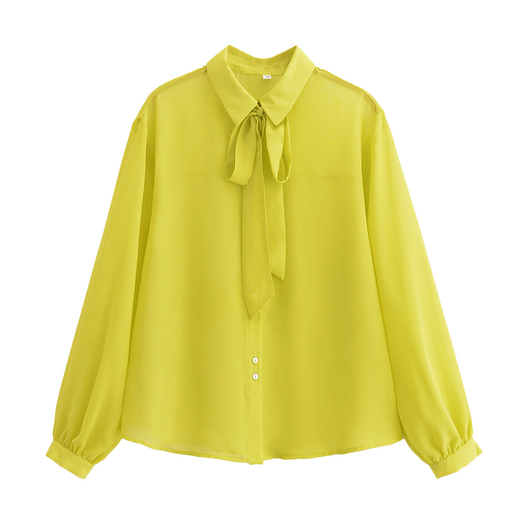 Spring Women Clothing Street Casual All Match Bow Shirt