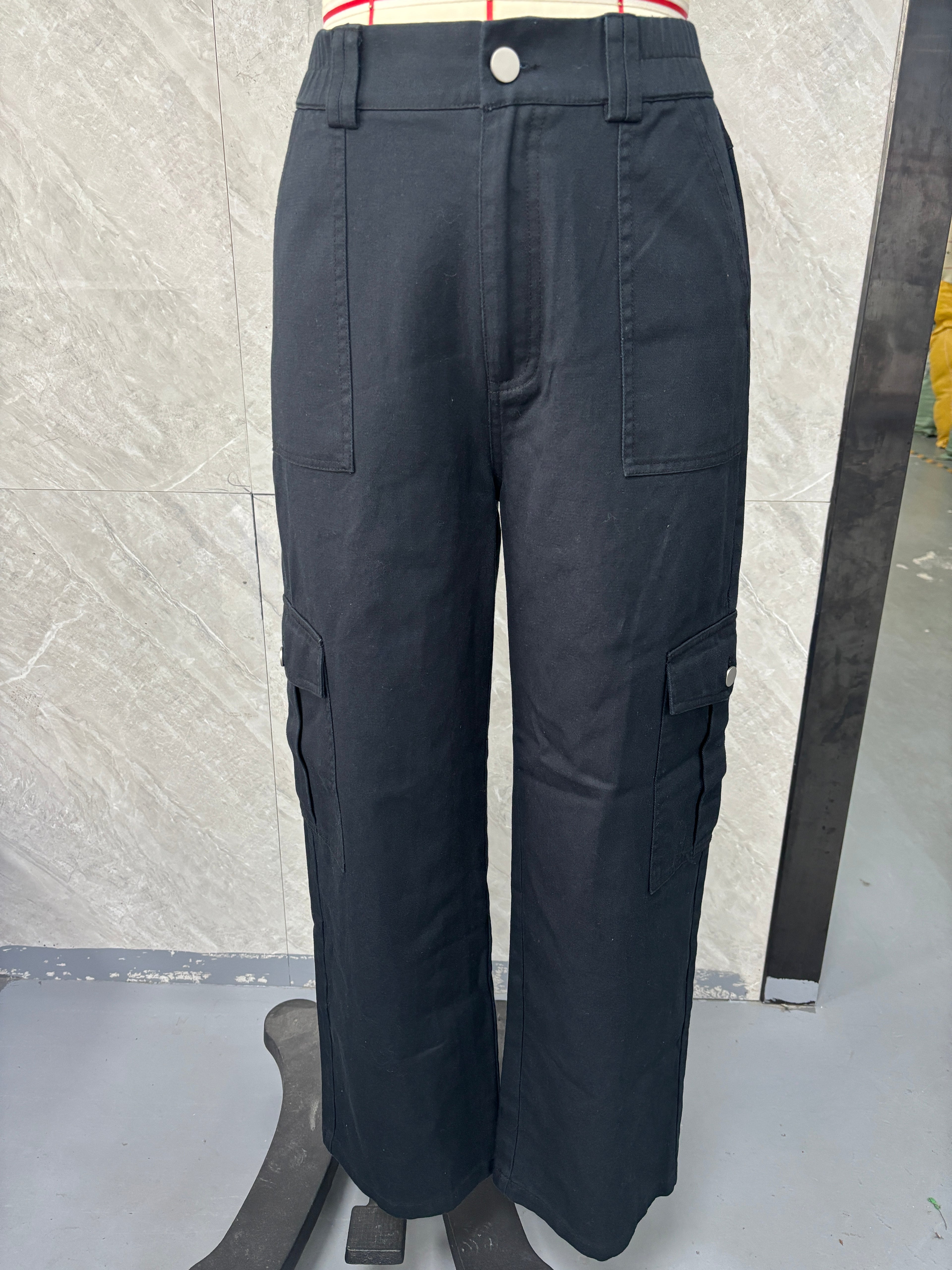 Summer Casual Pants Women Button High Waist Wide Leg Overalls Women Trousers