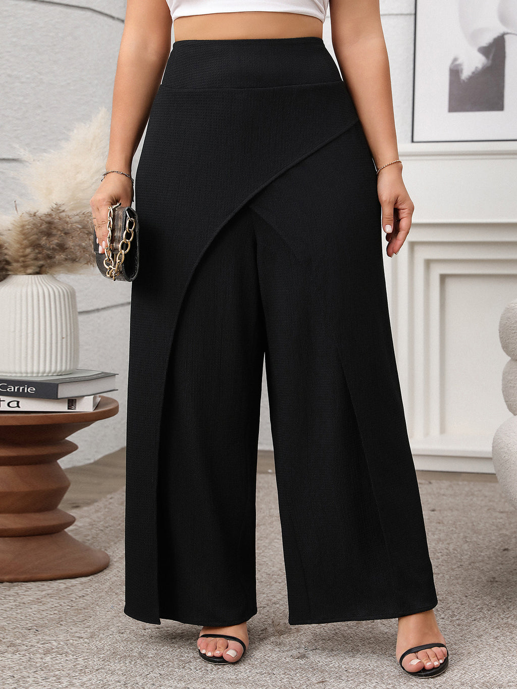 Women Clothing Solid Color Loose Design Wide Leg Pants