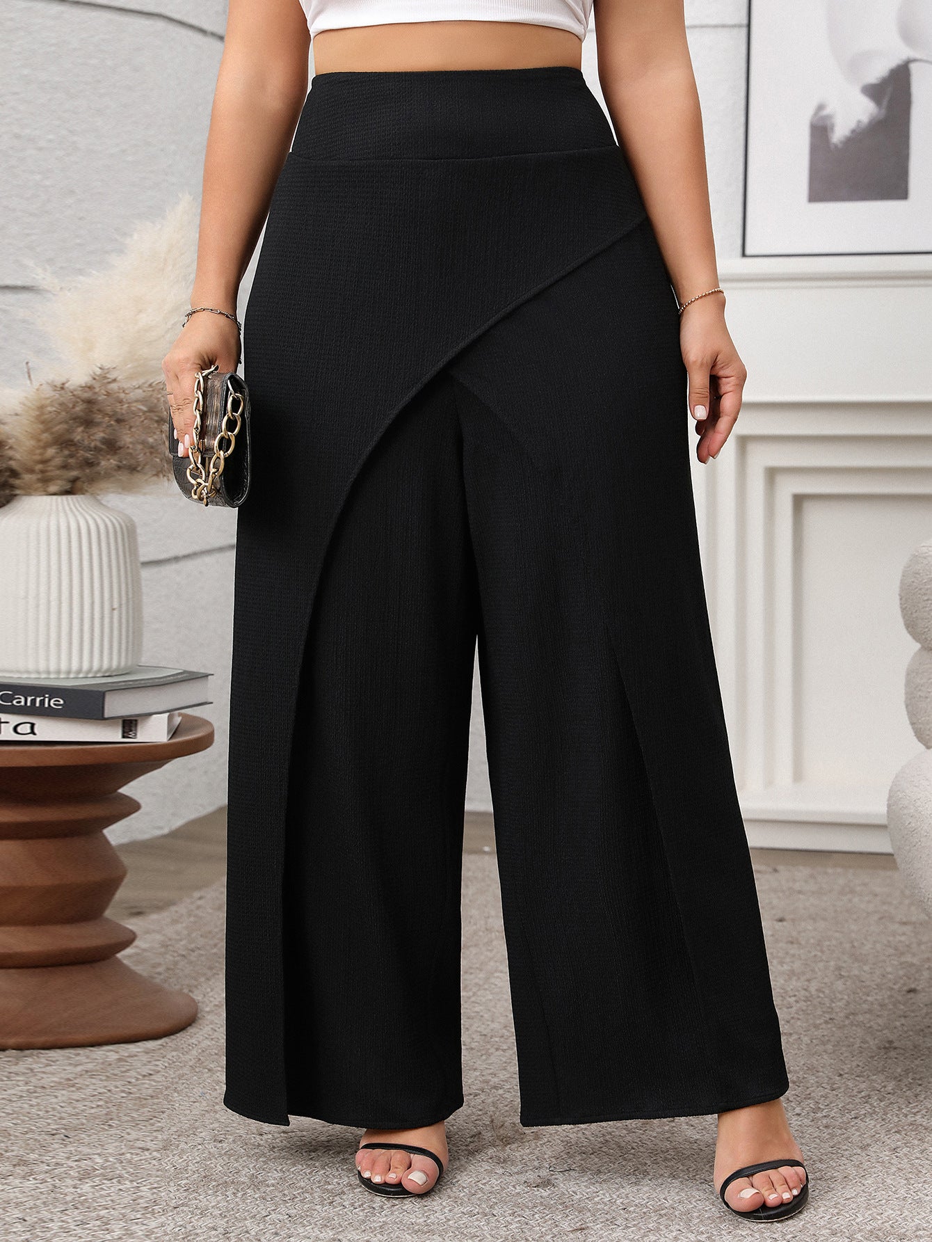 Women Clothing Solid Color Loose Design Wide Leg Pants
