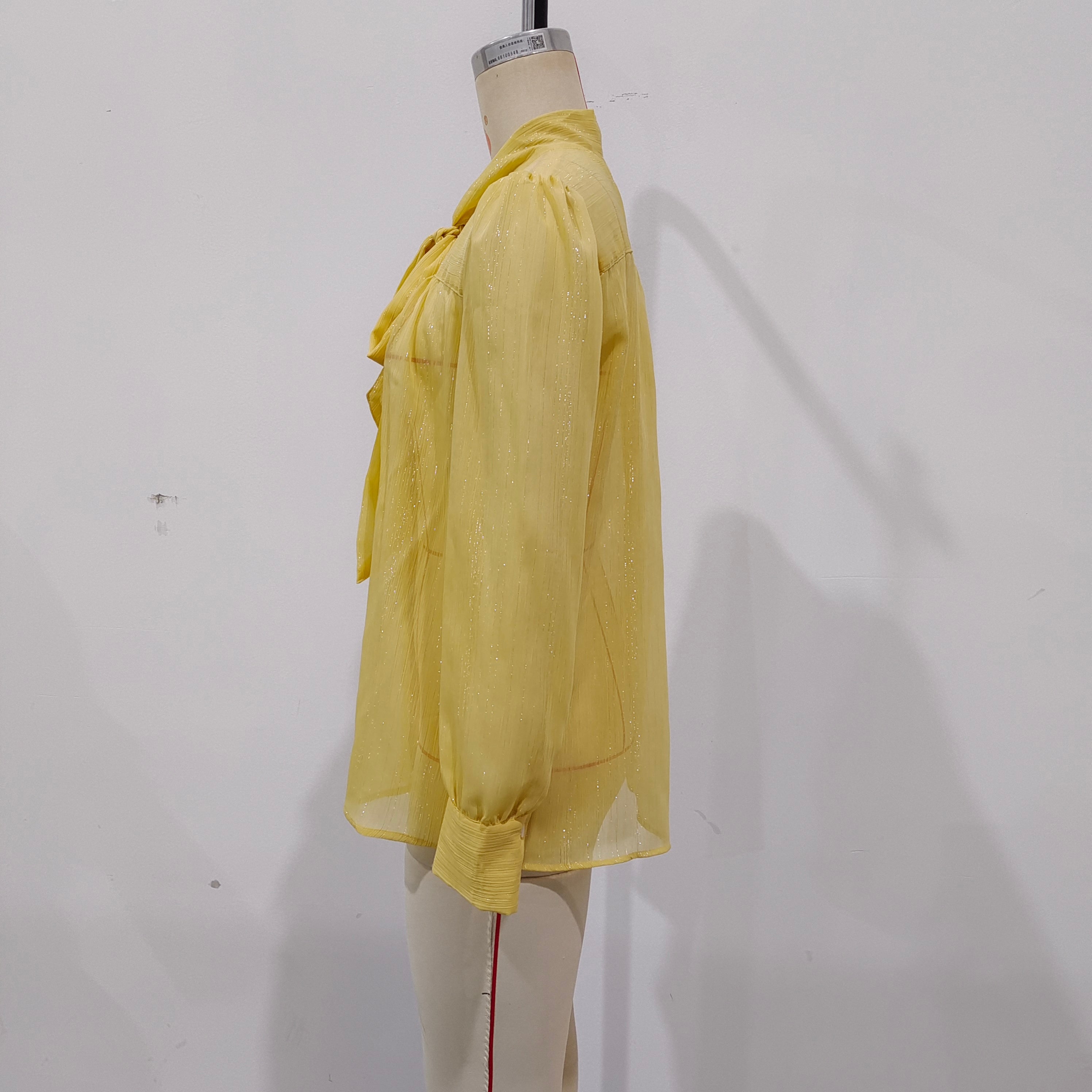 Spring Casual V neck Lace up Lightweight Elegant Shirt Top Women