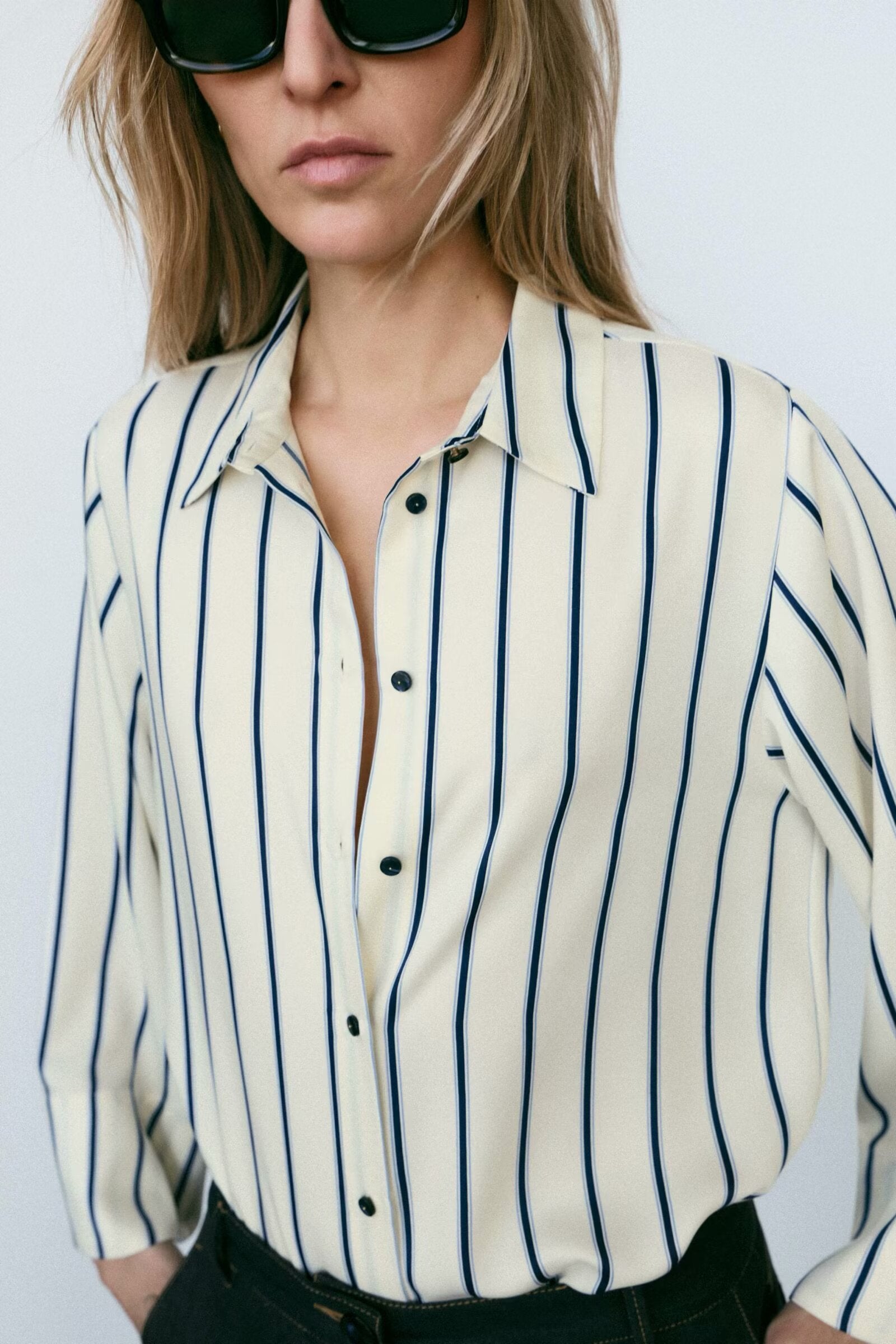 Women Wide Sleeve Striped Shirt