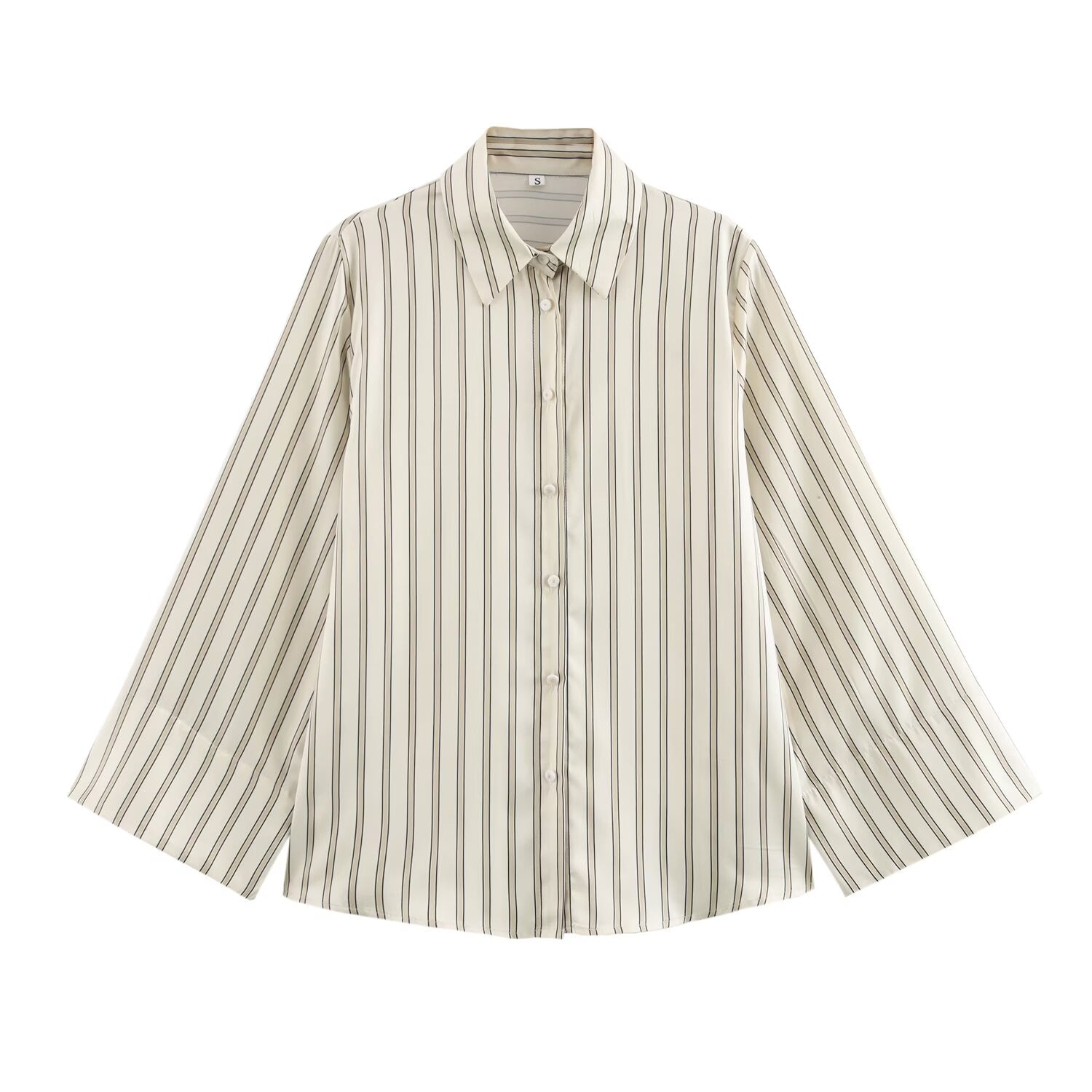 Women Wide Sleeve Striped Shirt