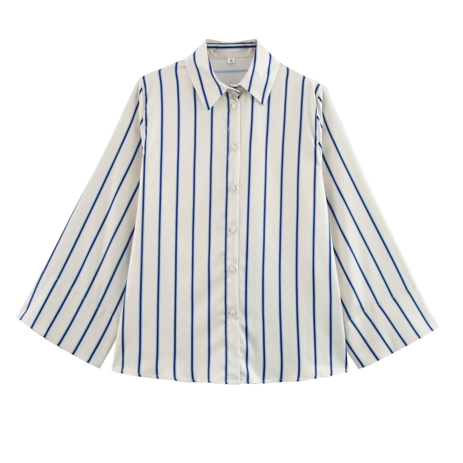 Women Wide Sleeve Striped Shirt