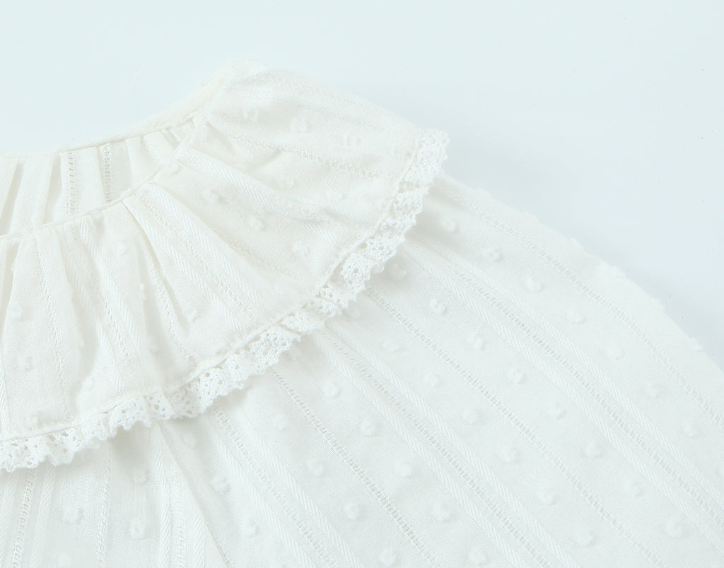 Summer French Simplicity Doll Collar Loose All Match Long Sleeve White Shirt Top