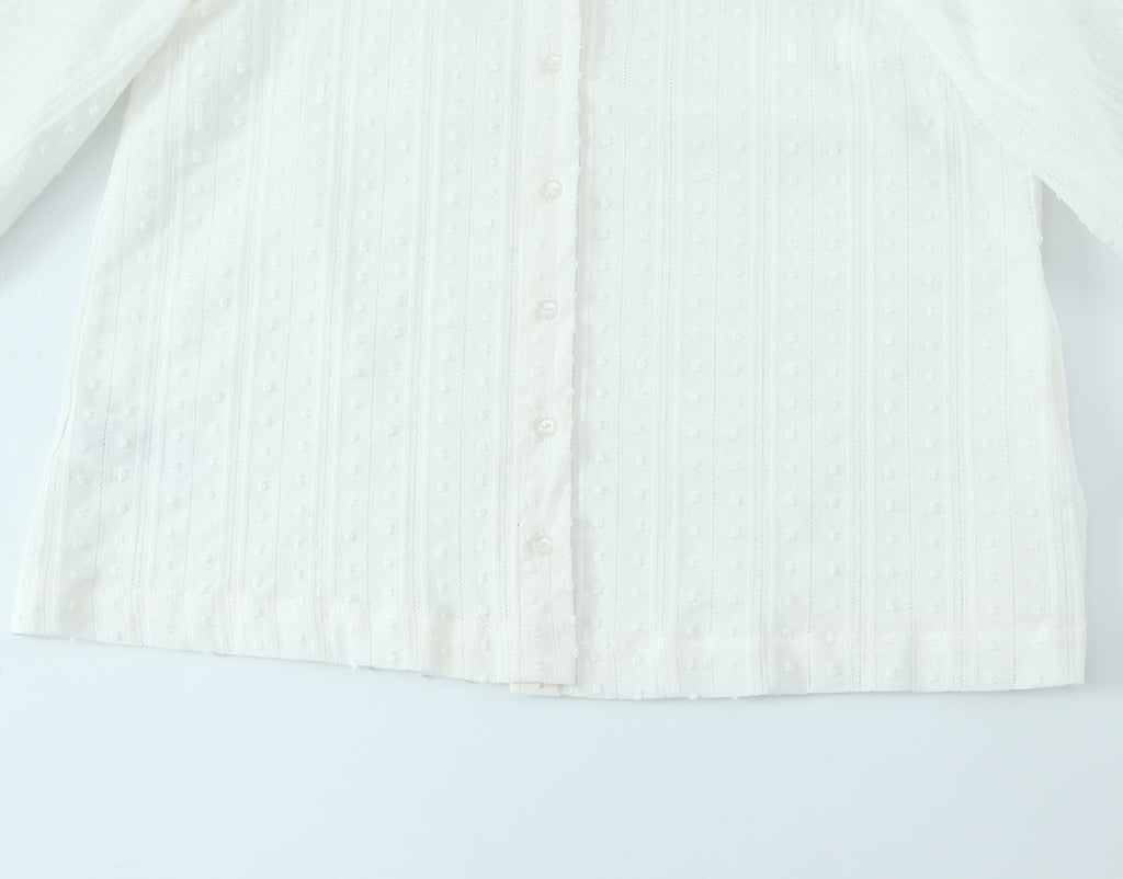 Summer French Simplicity Doll Collar Loose All Match Long Sleeve White Shirt Top