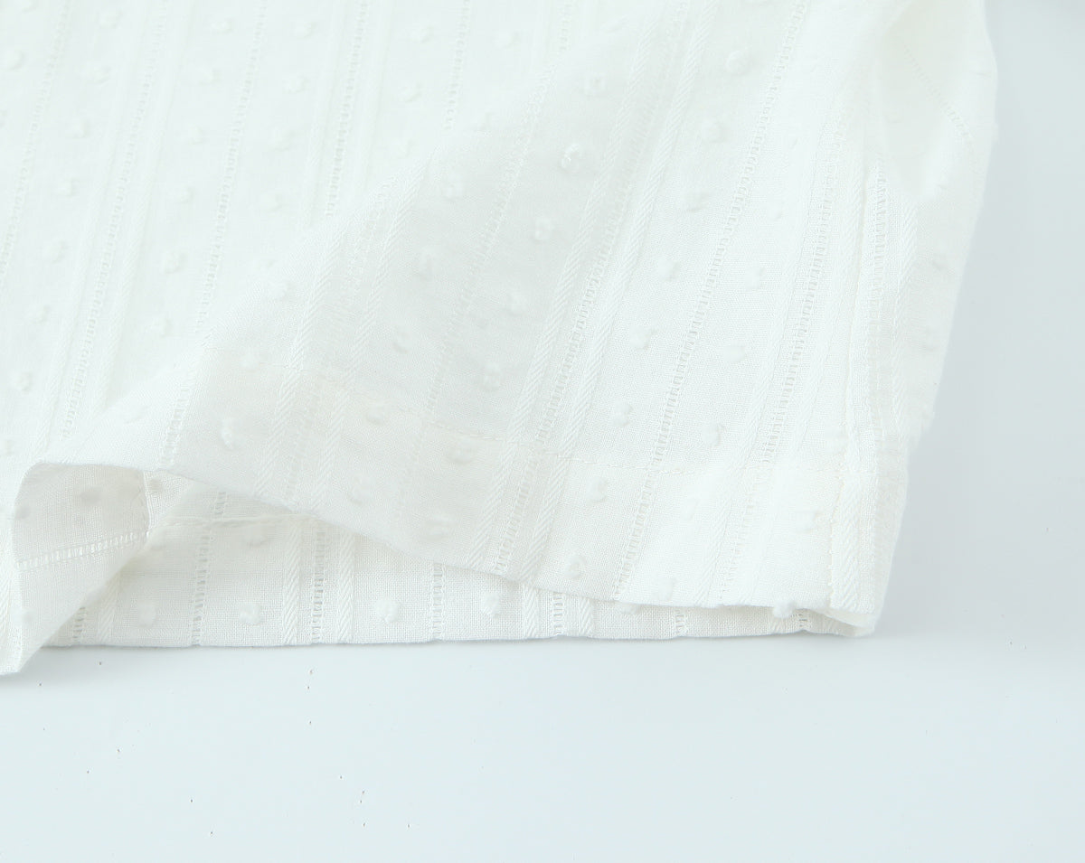 Summer French Simplicity Doll Collar Loose All Match Long Sleeve White Shirt Top