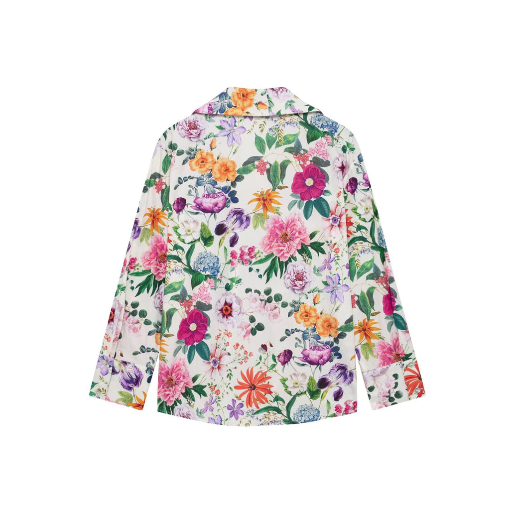 Spring Women Street Floral Printed Poplin Long Sleeve