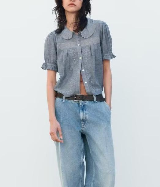 Spring Women Clothing Design Floral Embroidered Shirt