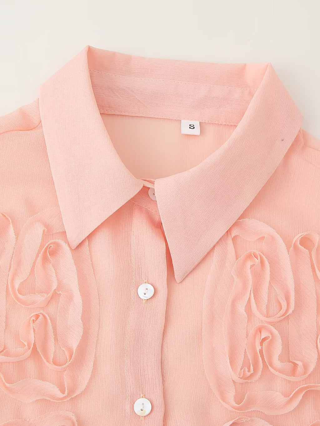 Summer Women Clothing Polo Collar Front Raised Lace Design Shirt Top for Women