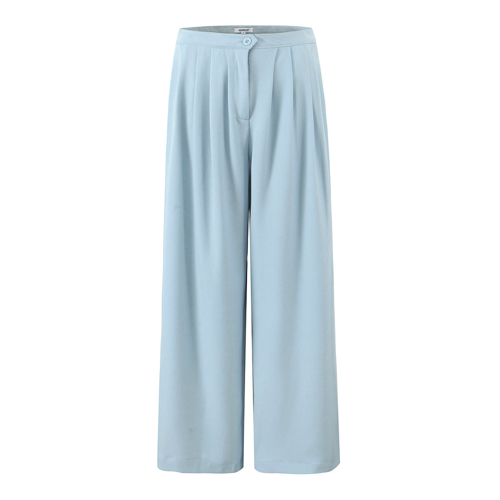 Women Summer Loose Wide Version Smooth Straight Leg Pants