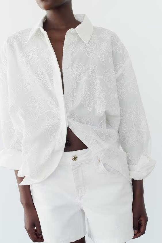 Women Classic All Matching Western Embroidered Floral Shirt