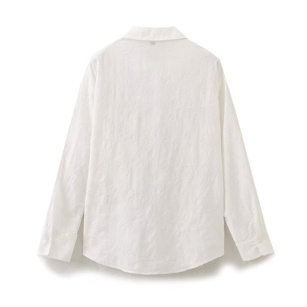 Women Classic All Matching Western Embroidered Floral Shirt