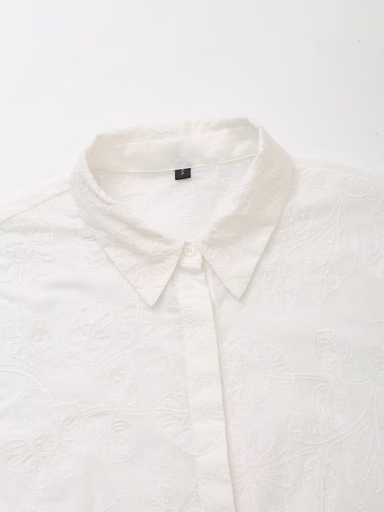 Women Classic All Matching Western Embroidered Floral Shirt