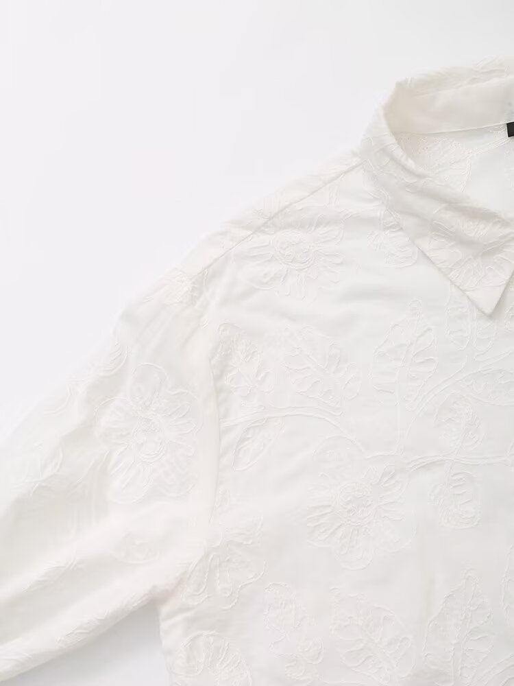 Women Classic All Matching Western Embroidered Floral Shirt