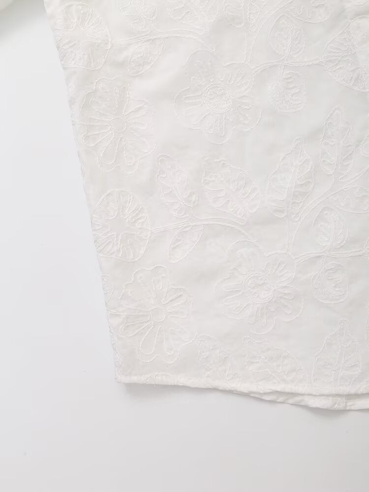 Women Classic All Matching Western Embroidered Floral Shirt