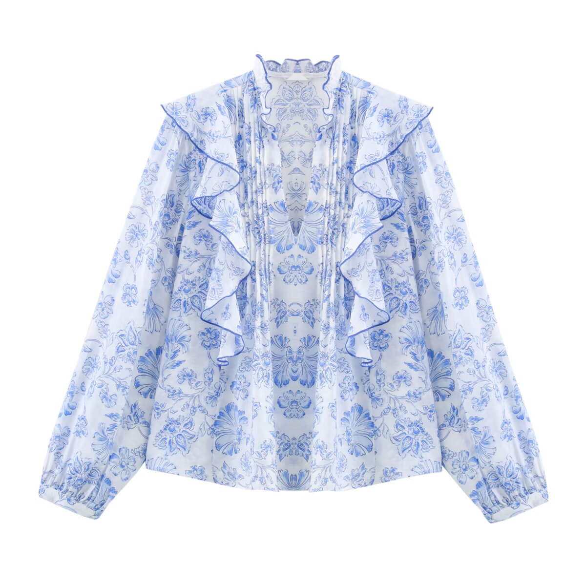 Women Clothing Top Product Frill Laminated Shirt