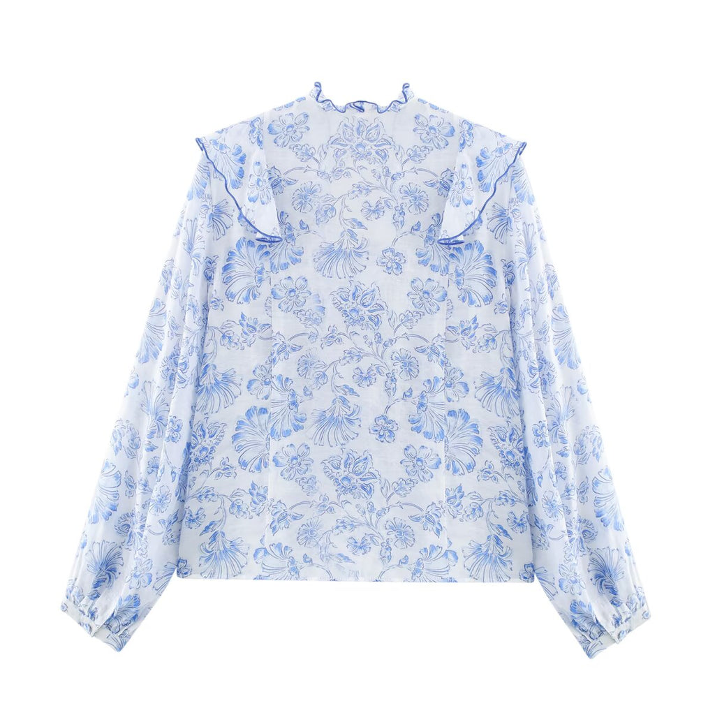 Women Clothing Top Product Frill Laminated Shirt