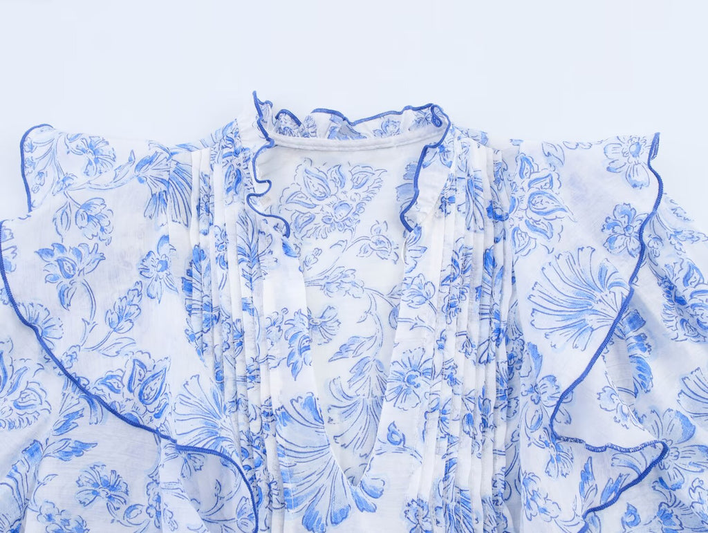 Women Clothing Top Product Frill Laminated Shirt